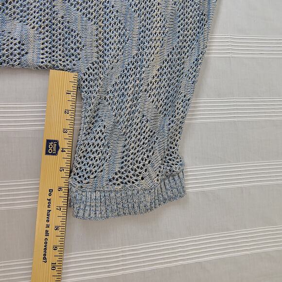 Catherines Open Knit Sweater 3/4 Sleeve Blue Gray Women's 4X Made in U.S.A. - Picture 10 of 12